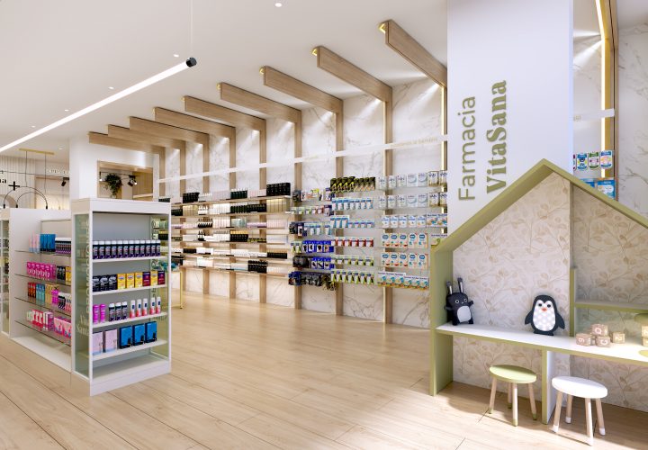 Area mamma-bambino in farmacia. Progetto di Inside Pharmacy.