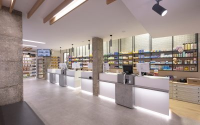 Mostradores de rápido acceso en Farmacia Brustenga por Inside Pharmacy.